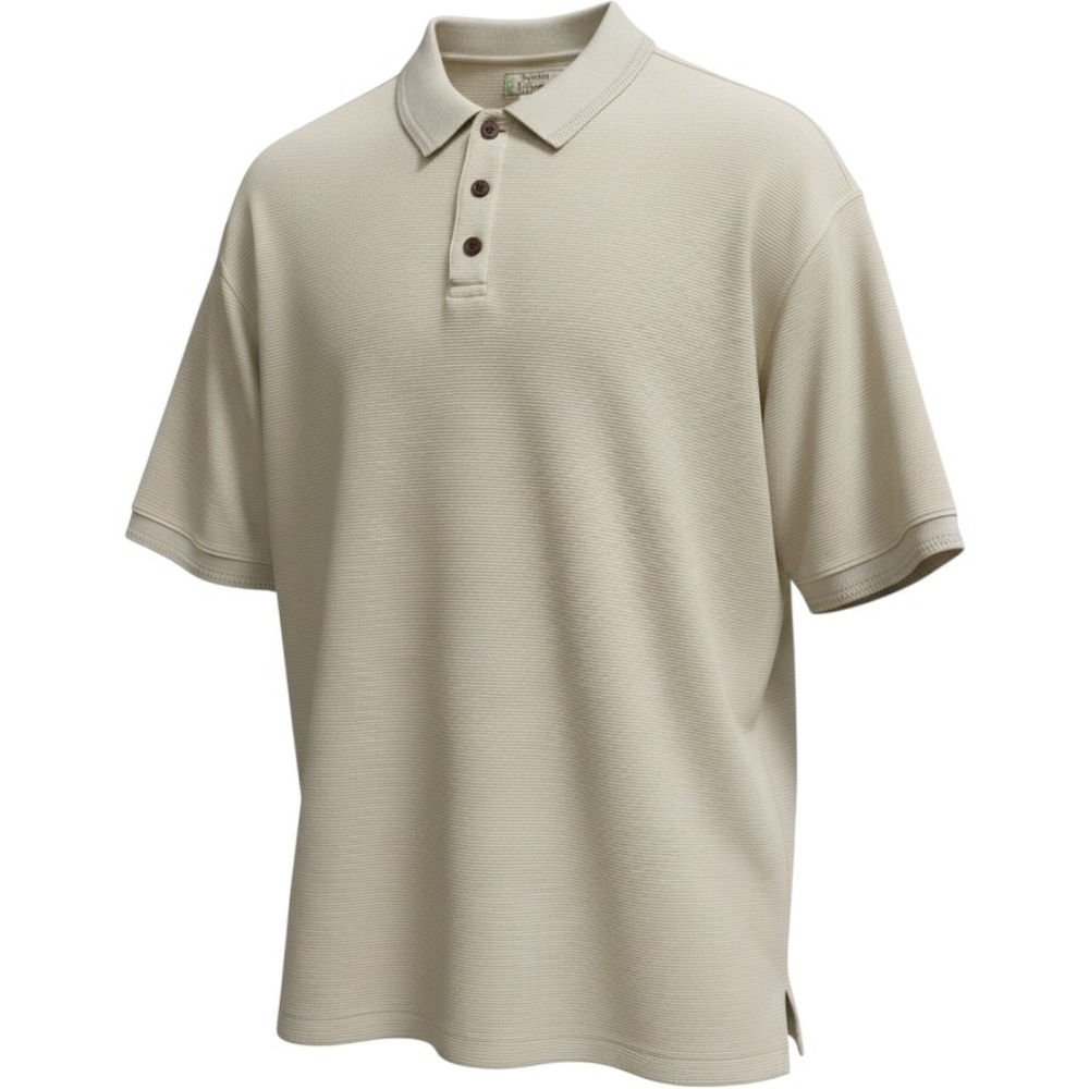 Tommy Bahama Mens XL Silk Cotton Ribbed Polo Shirt Beige Short Sleeve RN 86549